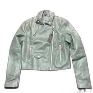 Blank NYC Head Over Heels Faux Leather Moto Jacket Olive Green